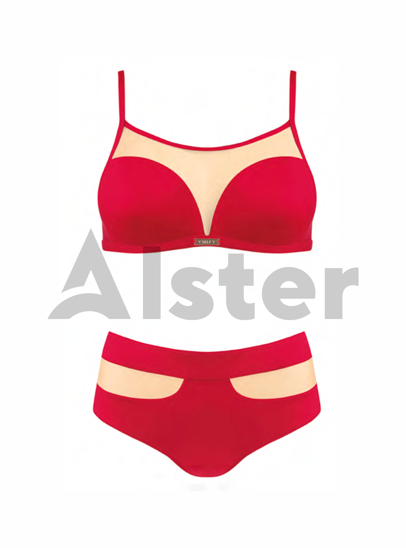 Купальник с сеткой SELF S1085 Красный 40E (01-KS210137): фото - Alster.ua