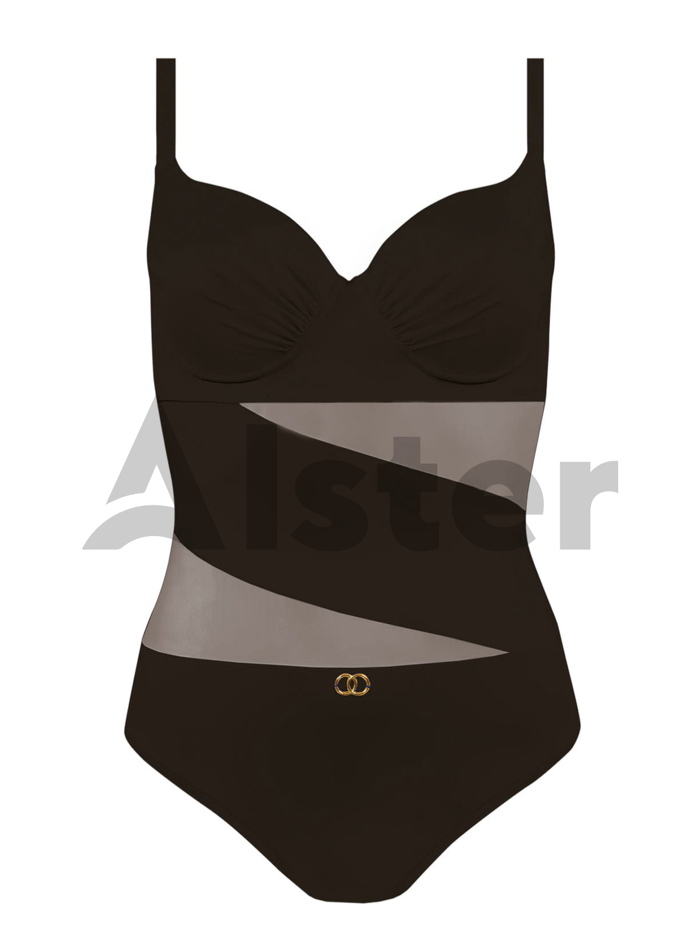 Сдельный купальник Self S964V с сеткой Чёрный 44D (S964V-03): фото - Alster.ua