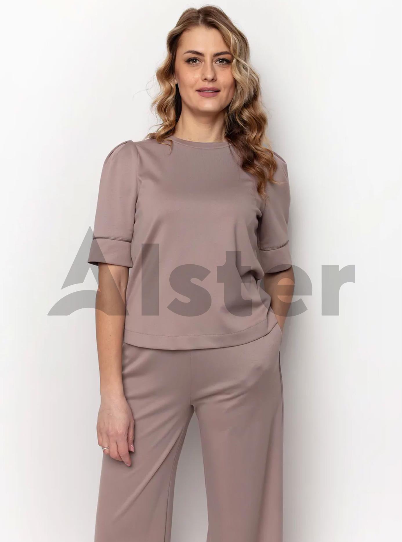 Женский трикотажный костюм однотонный весна/лето Бежевый L (102-001-07): фото - Alster.ua