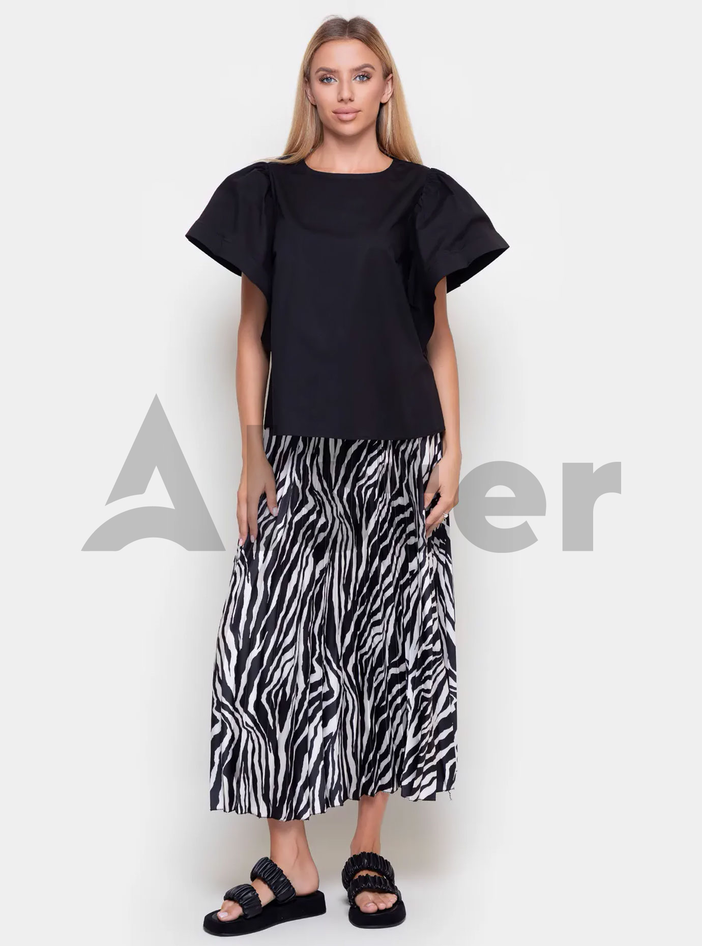 Блузка с коротким объёмным рукавом Белый S-M (103-033-03): фото - Alster.ua