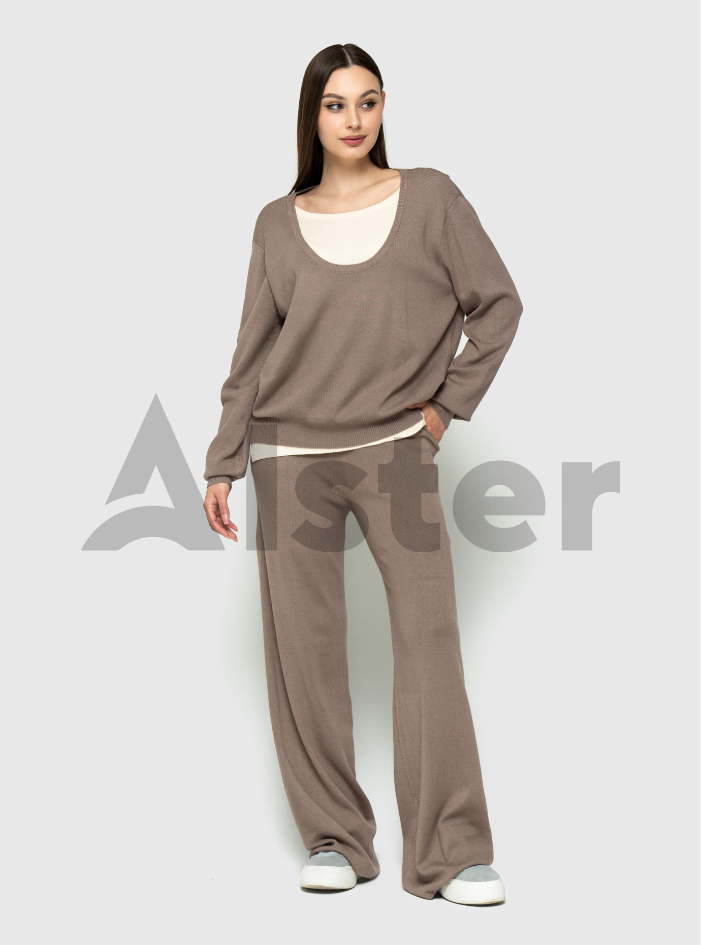 Трикотажный женский костюм 2515 Тёмный бежевый L (A2515-04): фото - Alster.ua