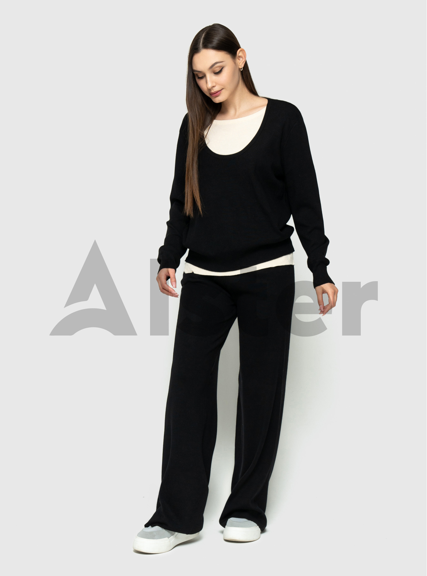 Трикотажный женский костюм 2515 Чёрный M (A2515-01): фото - Alster.ua