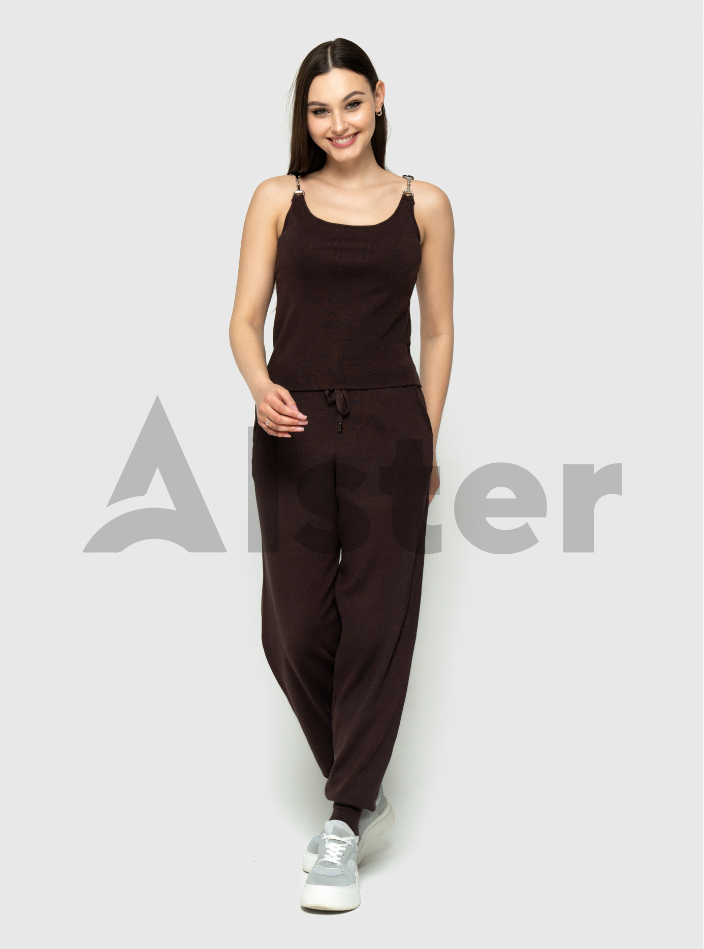 Трикотажный женский костюм тройка 2519 Шоколадный M (A2519-01): фото - Alster.ua