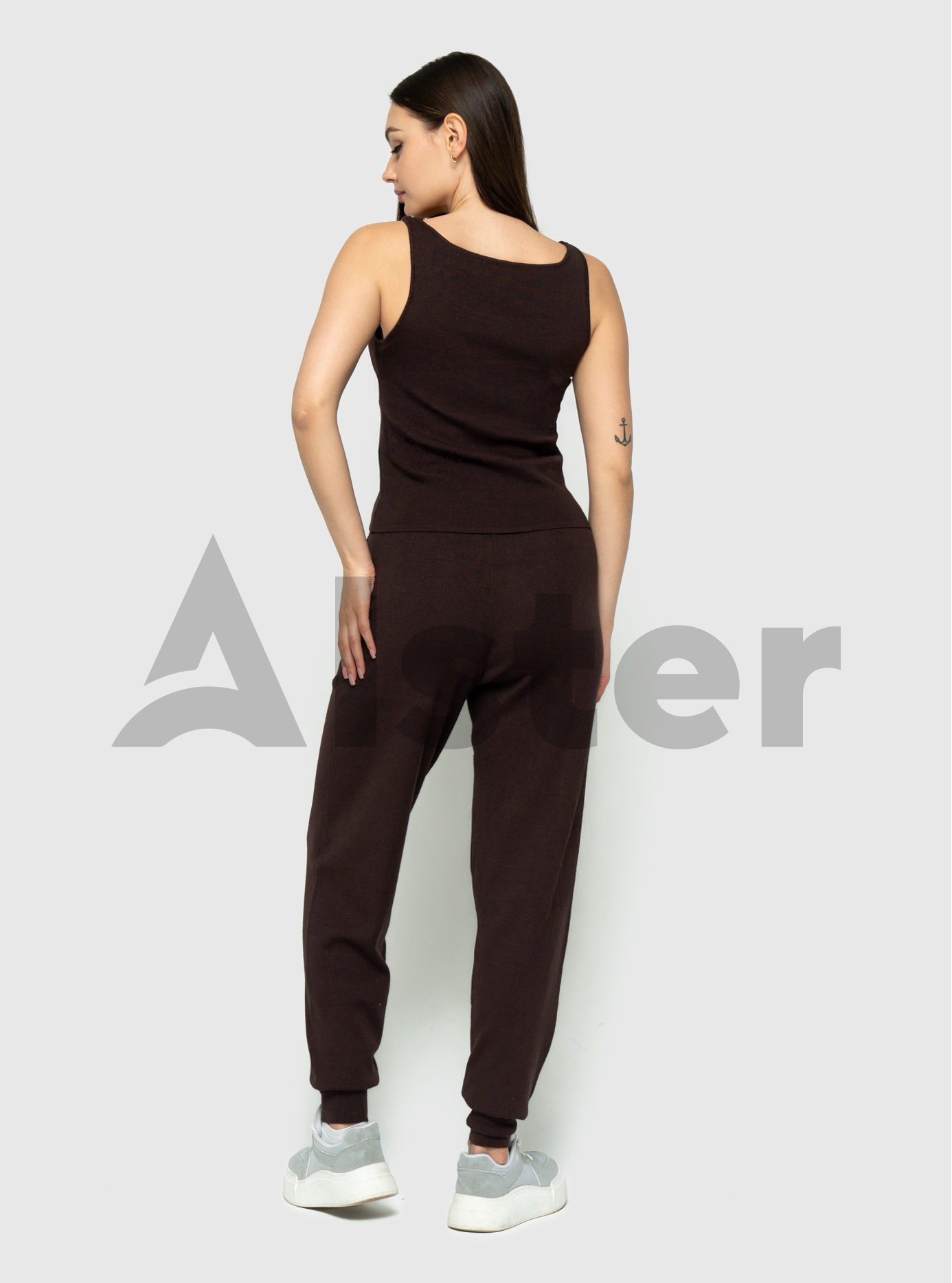 Трикотажный женский костюм тройка 2519 Шоколадный M (A2519-01): фото - Alster.ua