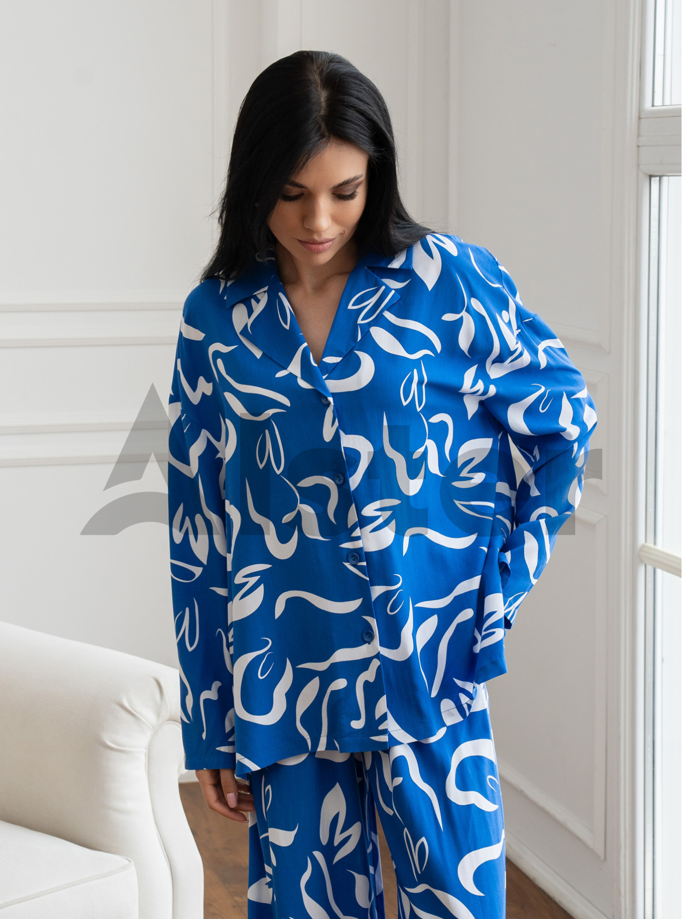 Стильный трикотажный женский костюм Samange K-014 Голубой S (K-014-01): фото - Alster.ua