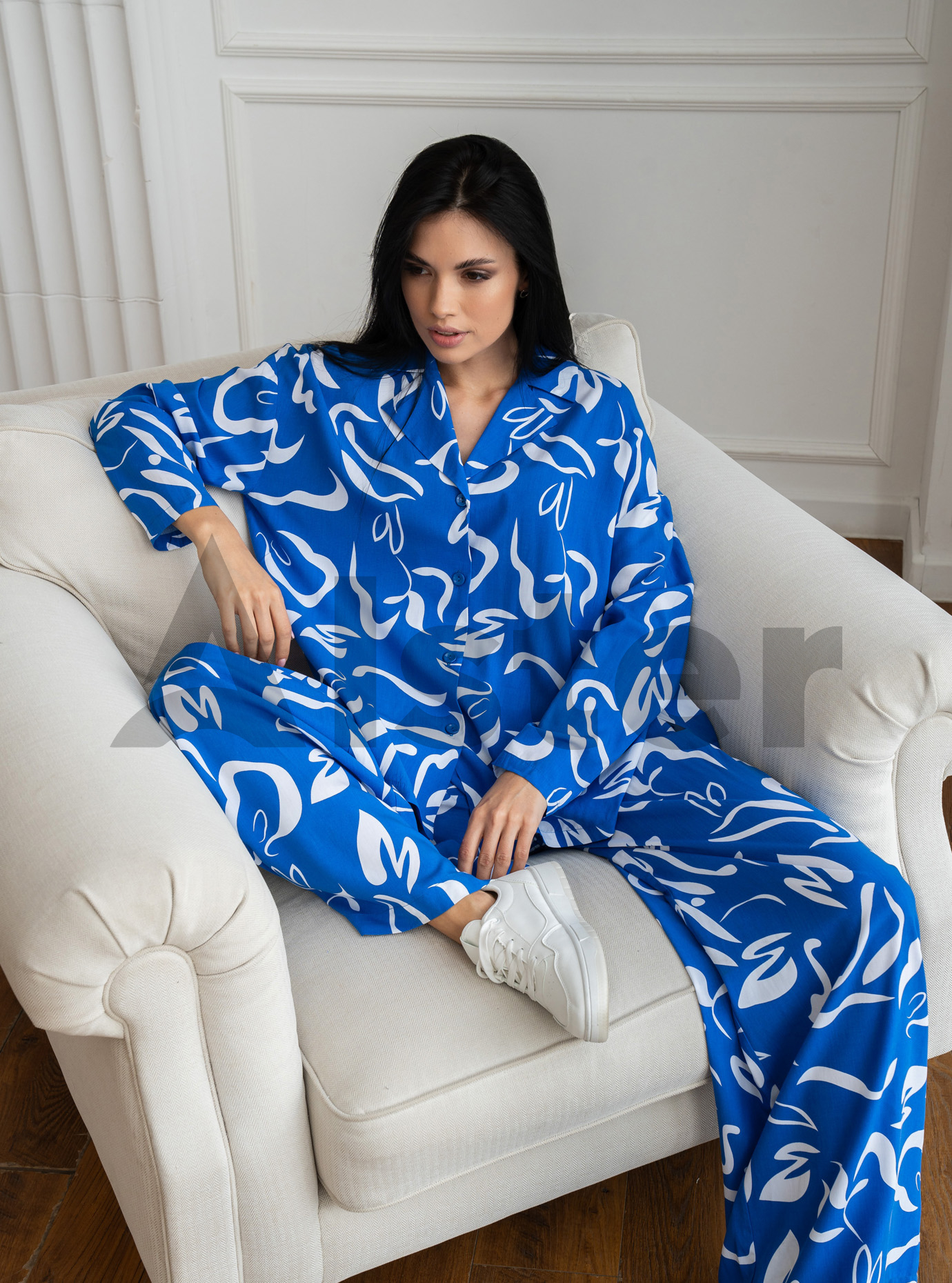 Стильный трикотажный женский костюм Samange K-014 Голубой S (K-014-01): фото - Alster.ua