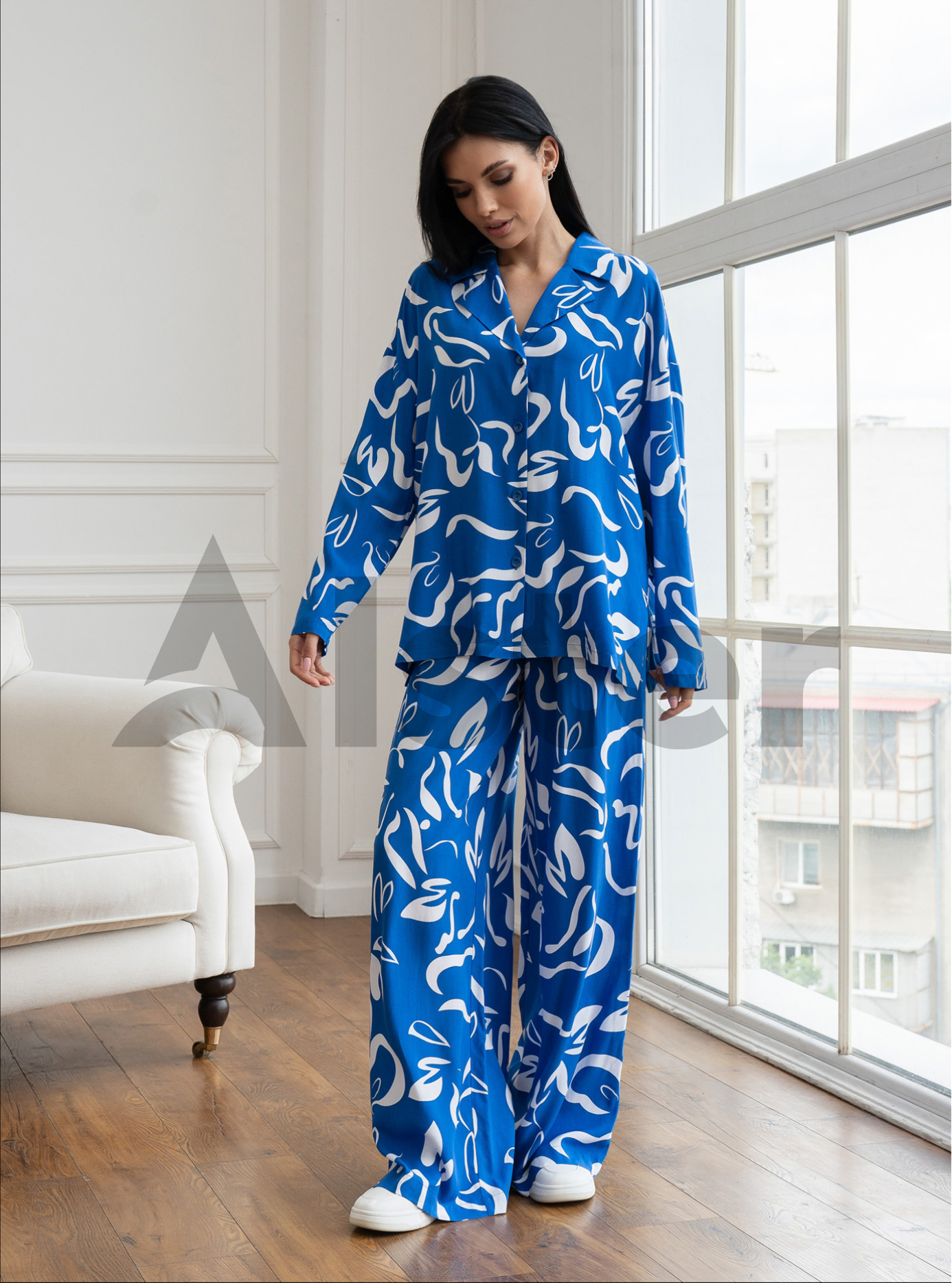 Стильный трикотажный женский костюм Samange K-014 Голубой S (K-014-01): фото - Alster.ua