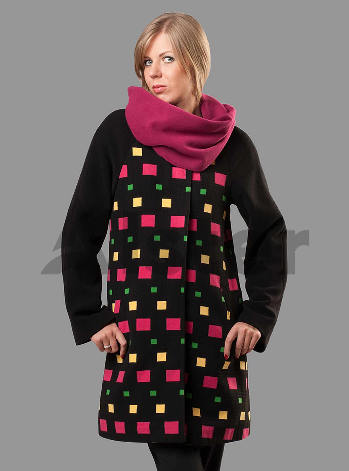 Пальто демисезонное длинное со снудом Чёрный S (07-P17052): фото - Alster.ua