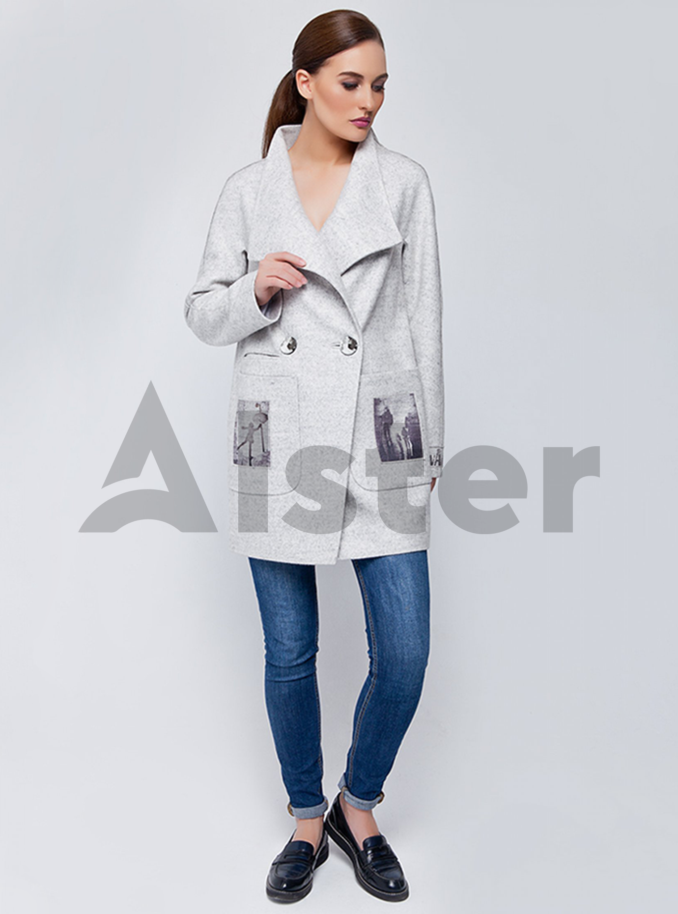 Пальто демисезонное на пуговицах с воротником Серый 42 (07-P17003): фото - Alster.ua