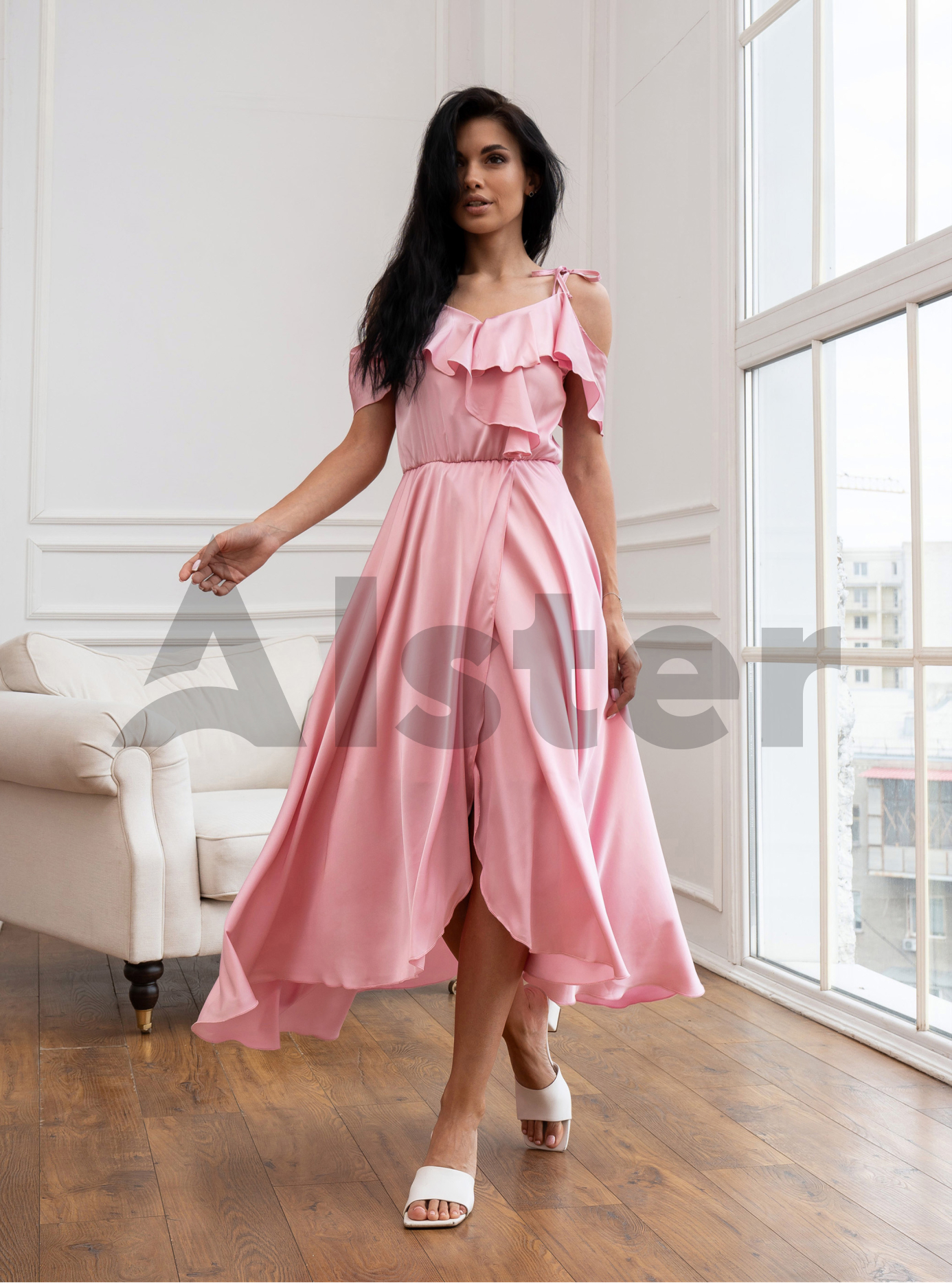 Длинный сарафан 777 с завязками атлас Пудра S (A777-5-01): фото - Alster.ua Длинный сарафан 777 с завязками атлас Пудра S (A777-5-01): фото - Alster.ua