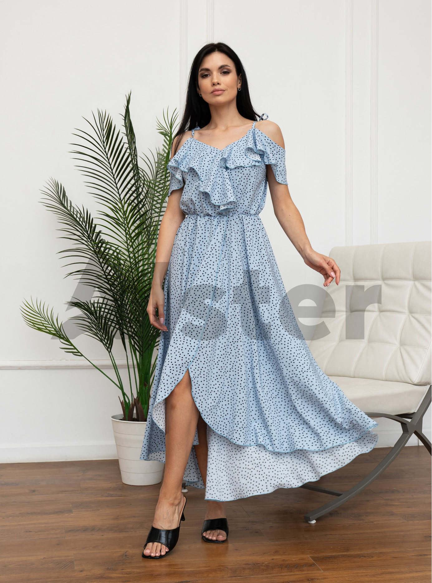 Длинный сарафан 777 с завязками Светло-голубой M (A777-3-10): фото - Alster.ua