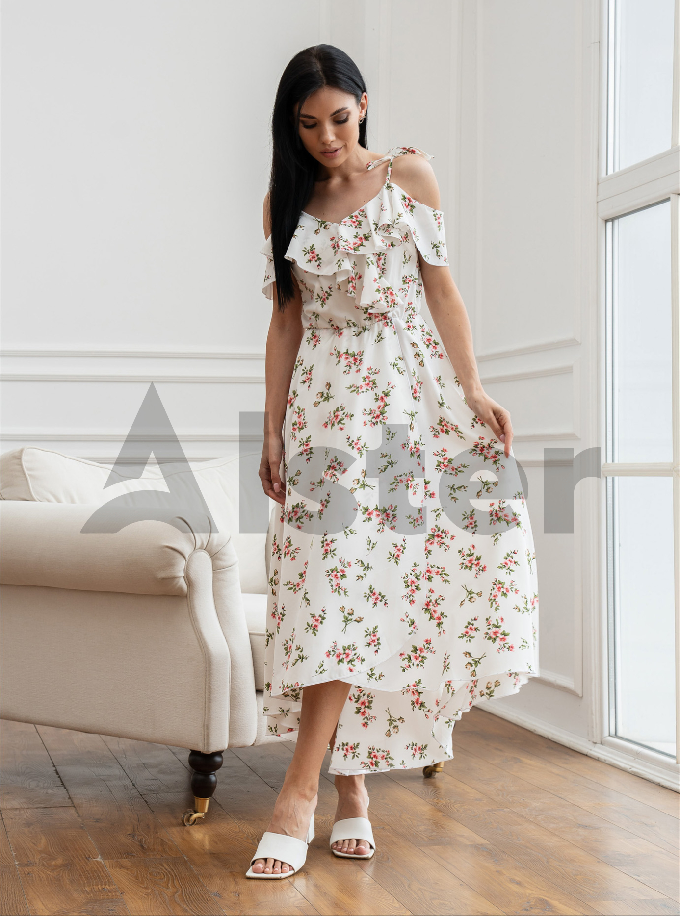 Длинный сарафан 777 с завязками Белый S (A777-1-05): фото - Alster.ua