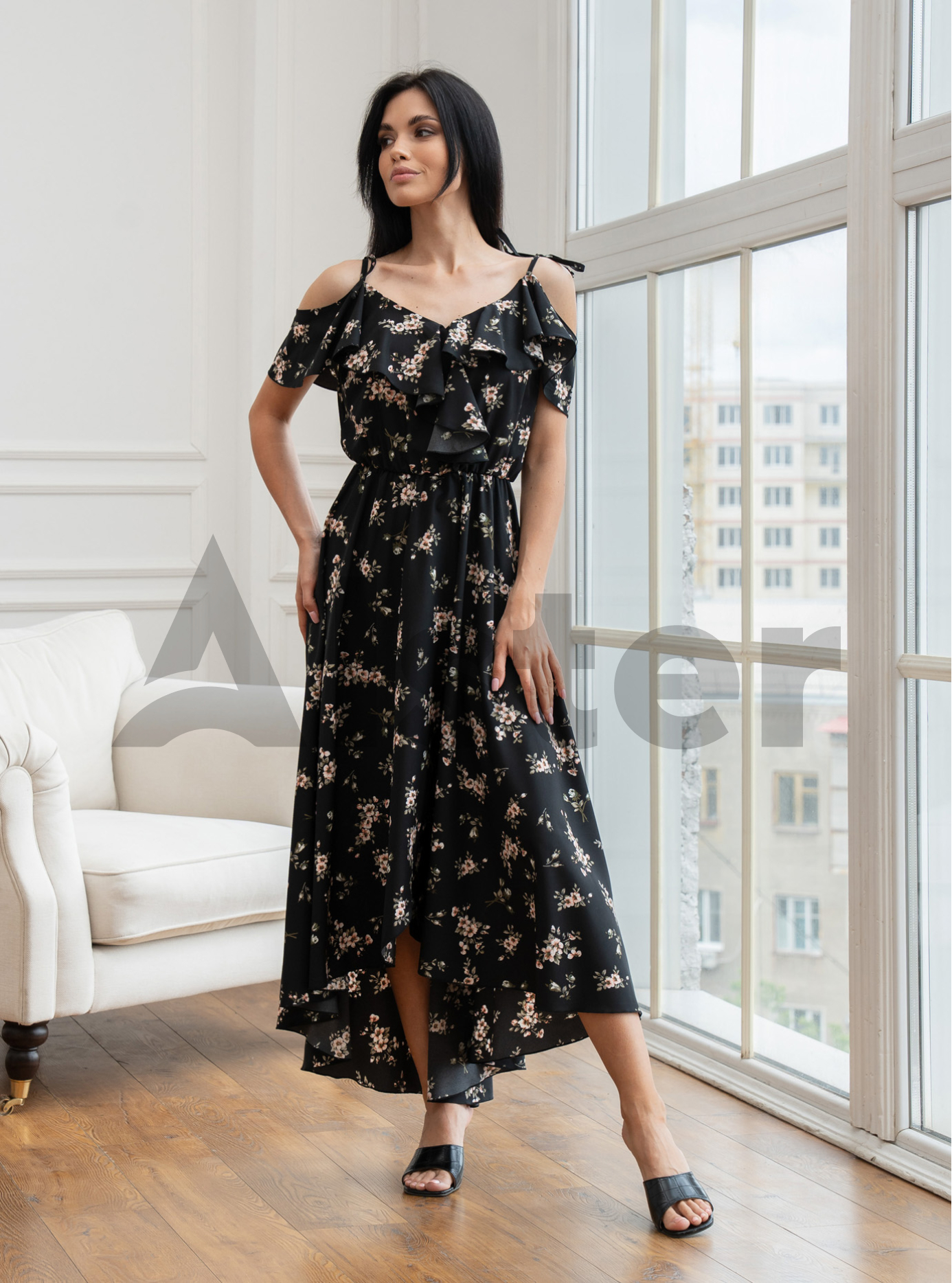 Длинный сарафан 777 с завязками Чёрный S (A777-1-01): фото - Alster.ua