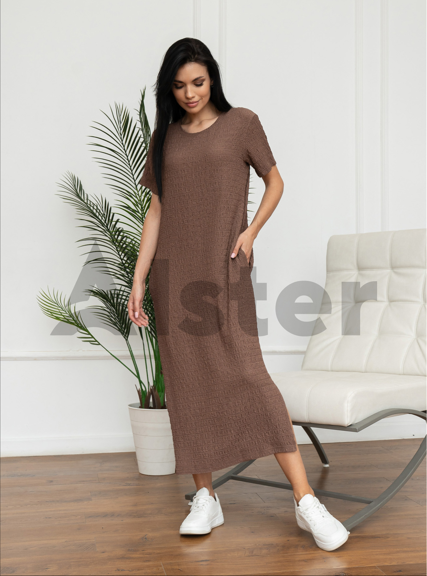 Довга елегантна сукня Nolvit PO-23 Шоколадний S (PO23-01): фото - Alster.ua