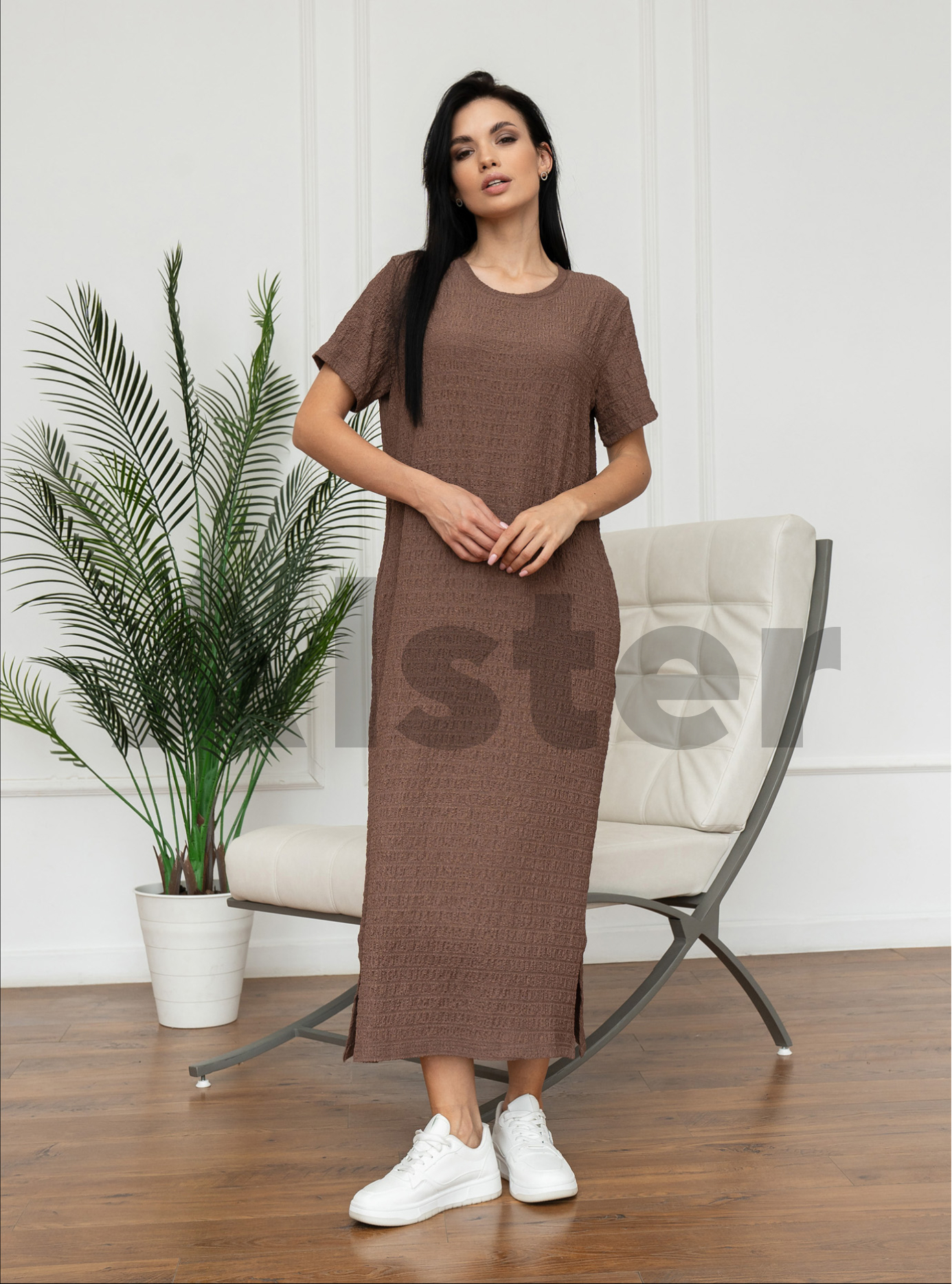 Довга елегантна сукня Nolvit PO-23 Шоколадний S (PO23-01): фото - Alster.ua