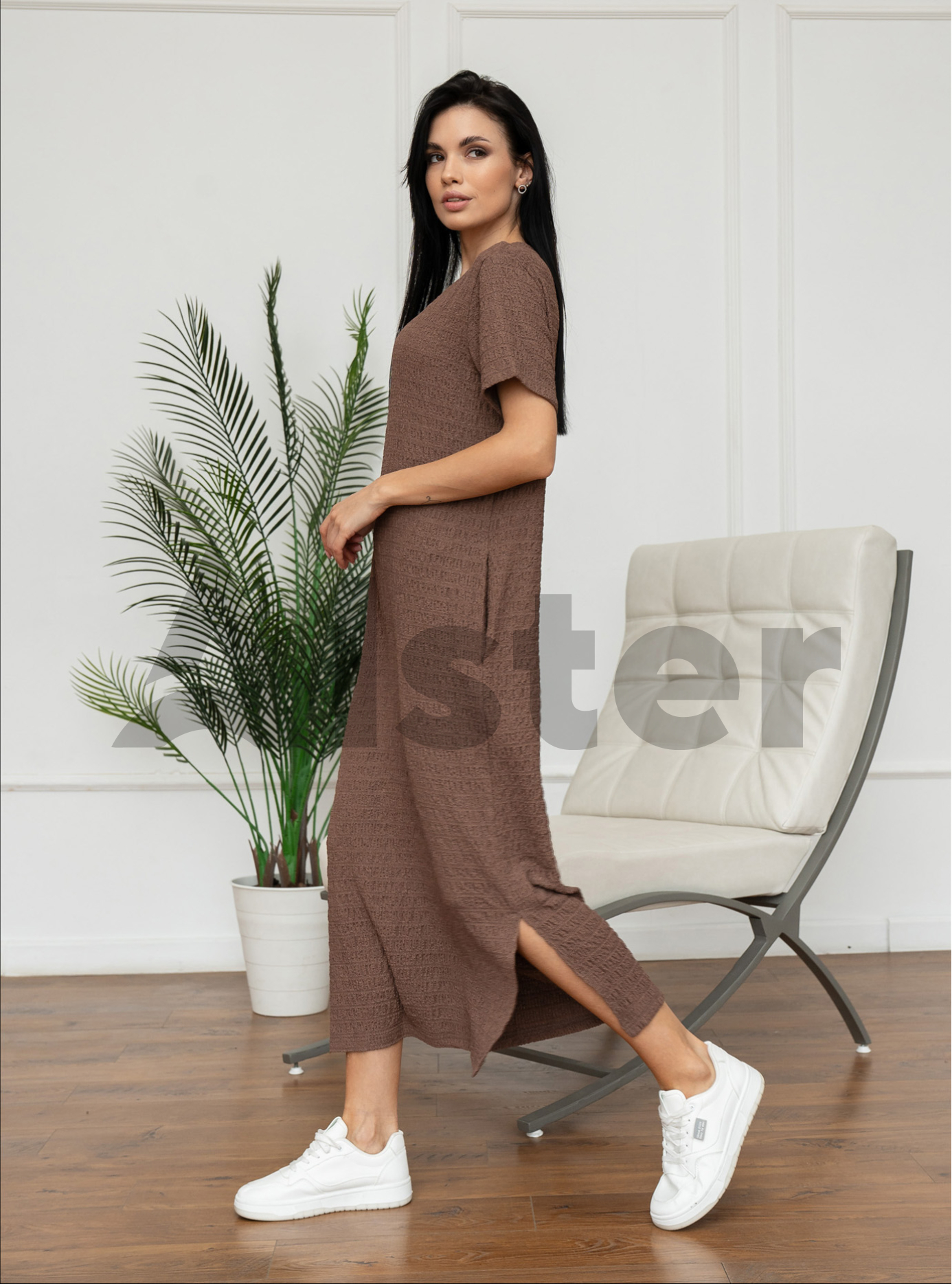 Довга елегантна сукня Nolvit PO-23 Шоколадний S (PO23-01): фото - Alster.ua