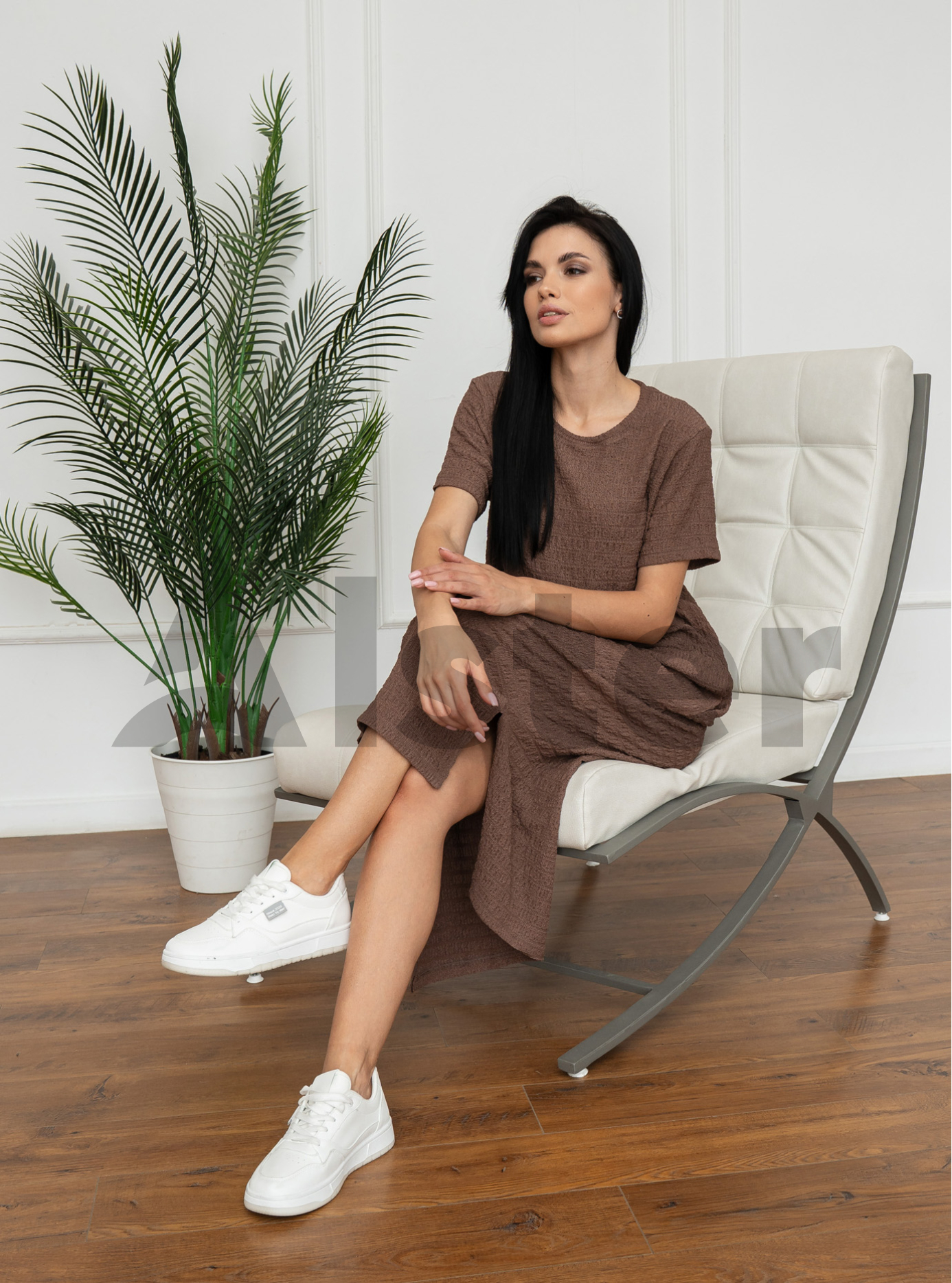 Довга елегантна сукня Nolvit PO-23 Шоколадний S (PO23-01): фото - Alster.ua