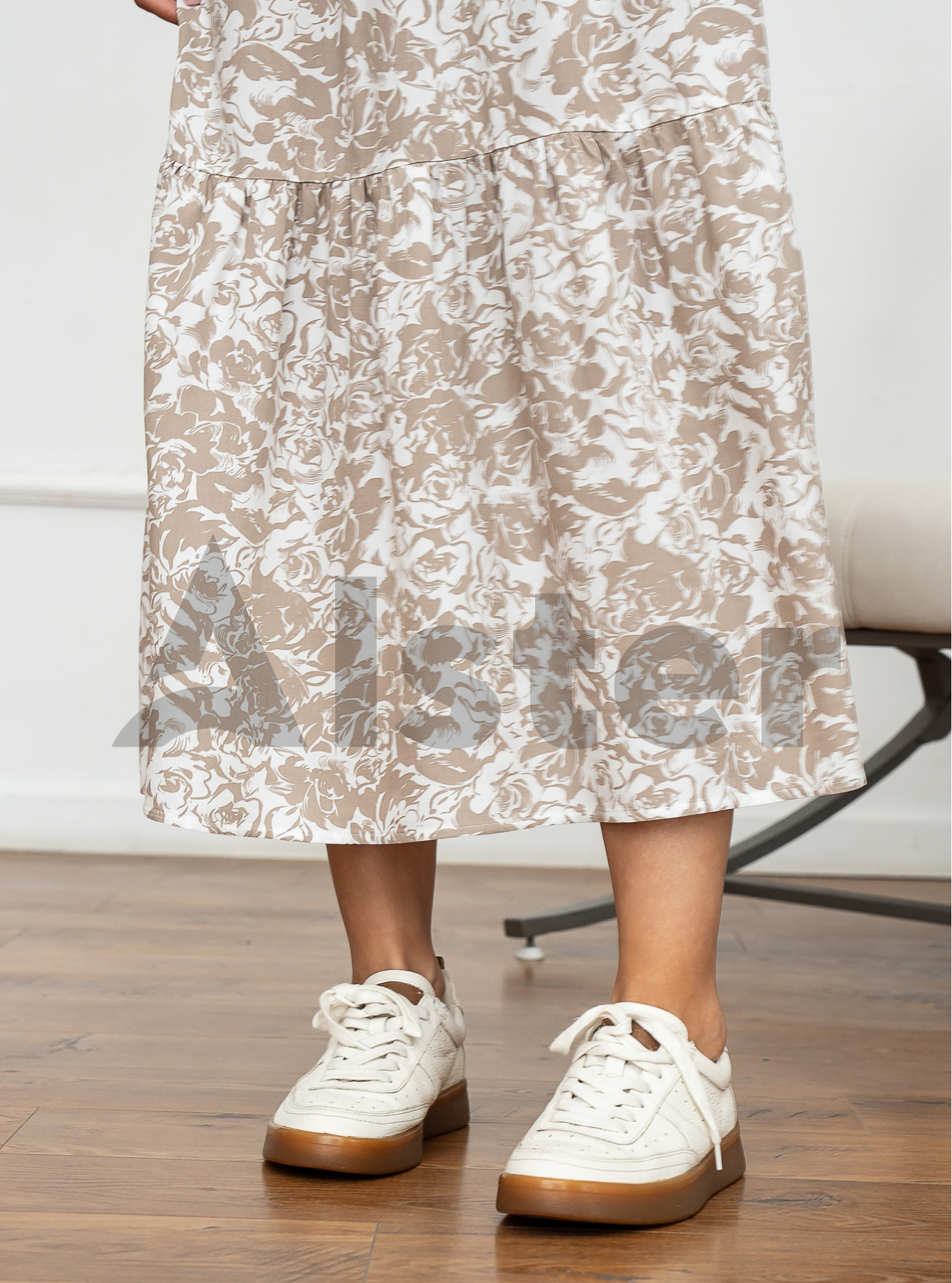 Довга елегантна сукня Nolvit P-136 Бежевий XL (P136-03): фото - Alster.ua