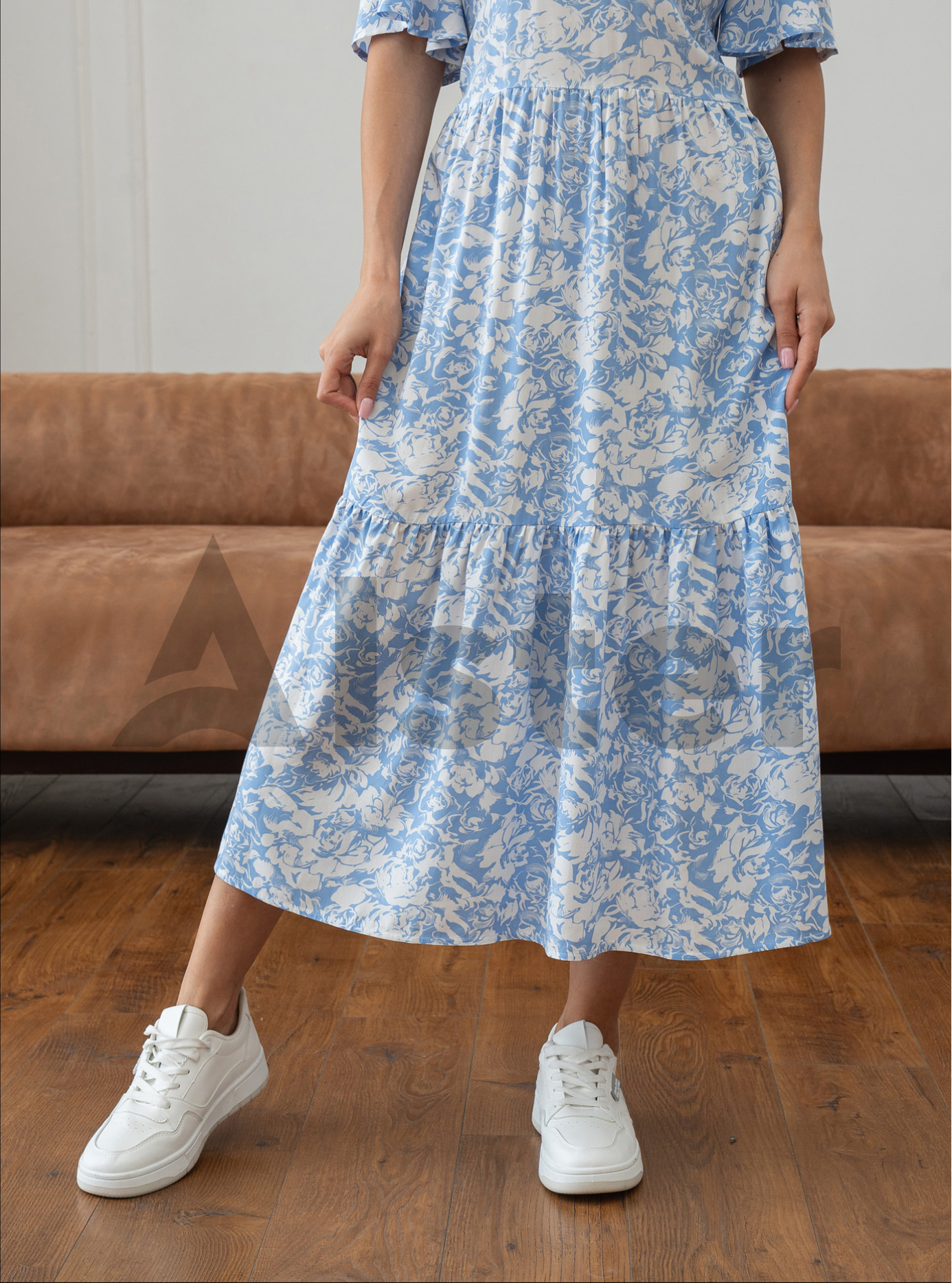 Довга елегантна сукня Nolvit P-136 Блакитний 2XL (P136-08): фото - Alster.ua