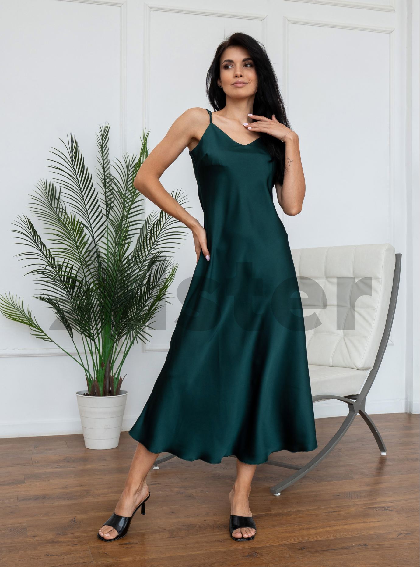 Длинное элегантное платье Nolvit P-341 Зелёный L (P341-15): фото - Alster.ua