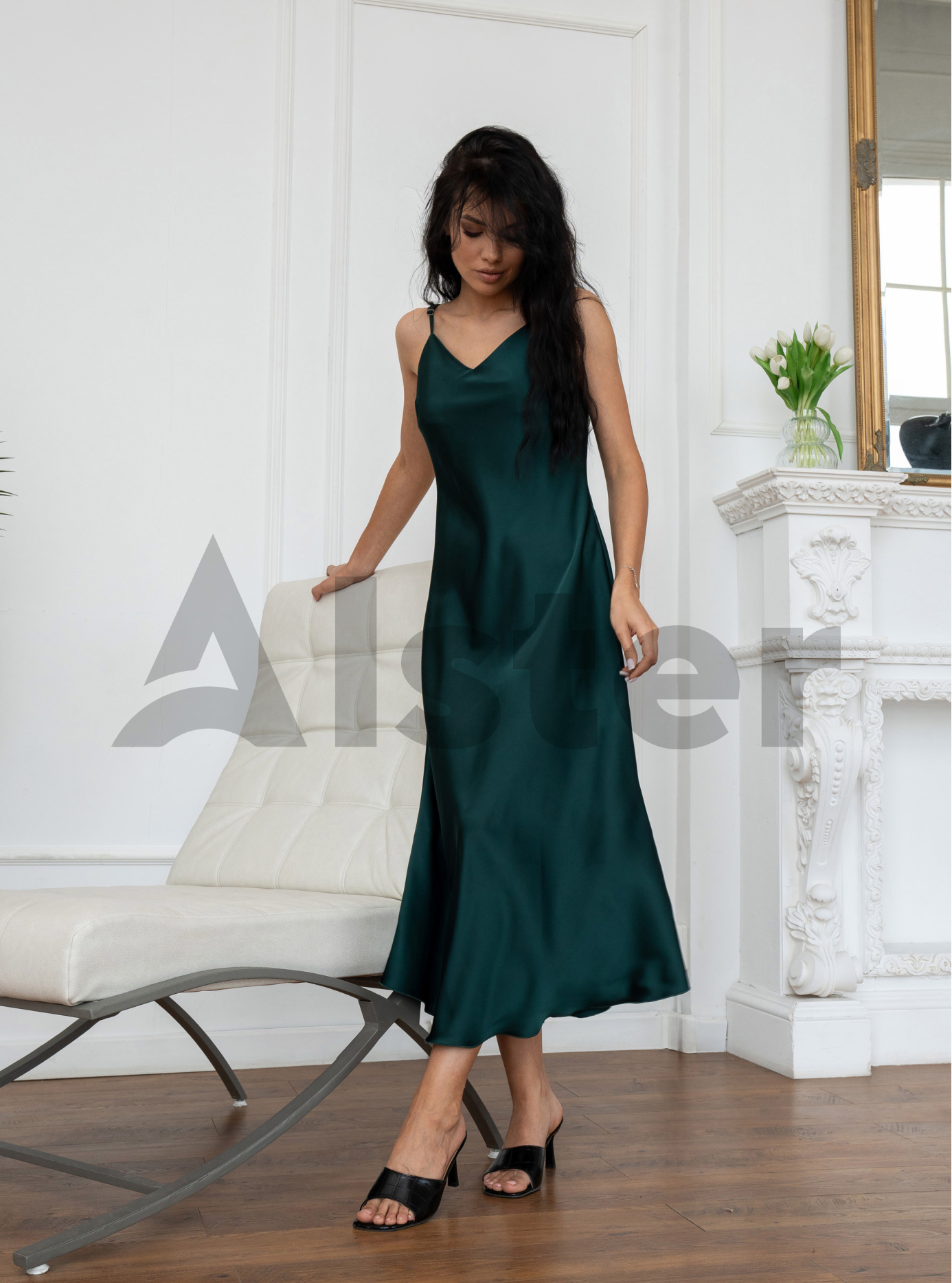 Длинное элегантное платье Nolvit P-341 Зелёный L (P341-15): фото - Alster.ua