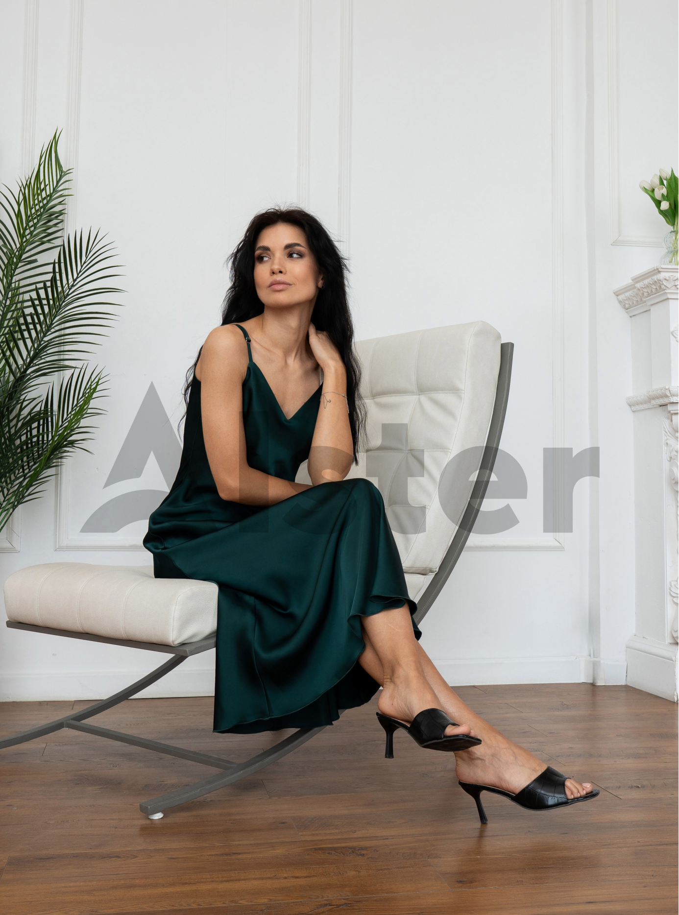 Длинное элегантное платье Nolvit P-341 Зелёный L (P341-15): фото - Alster.ua