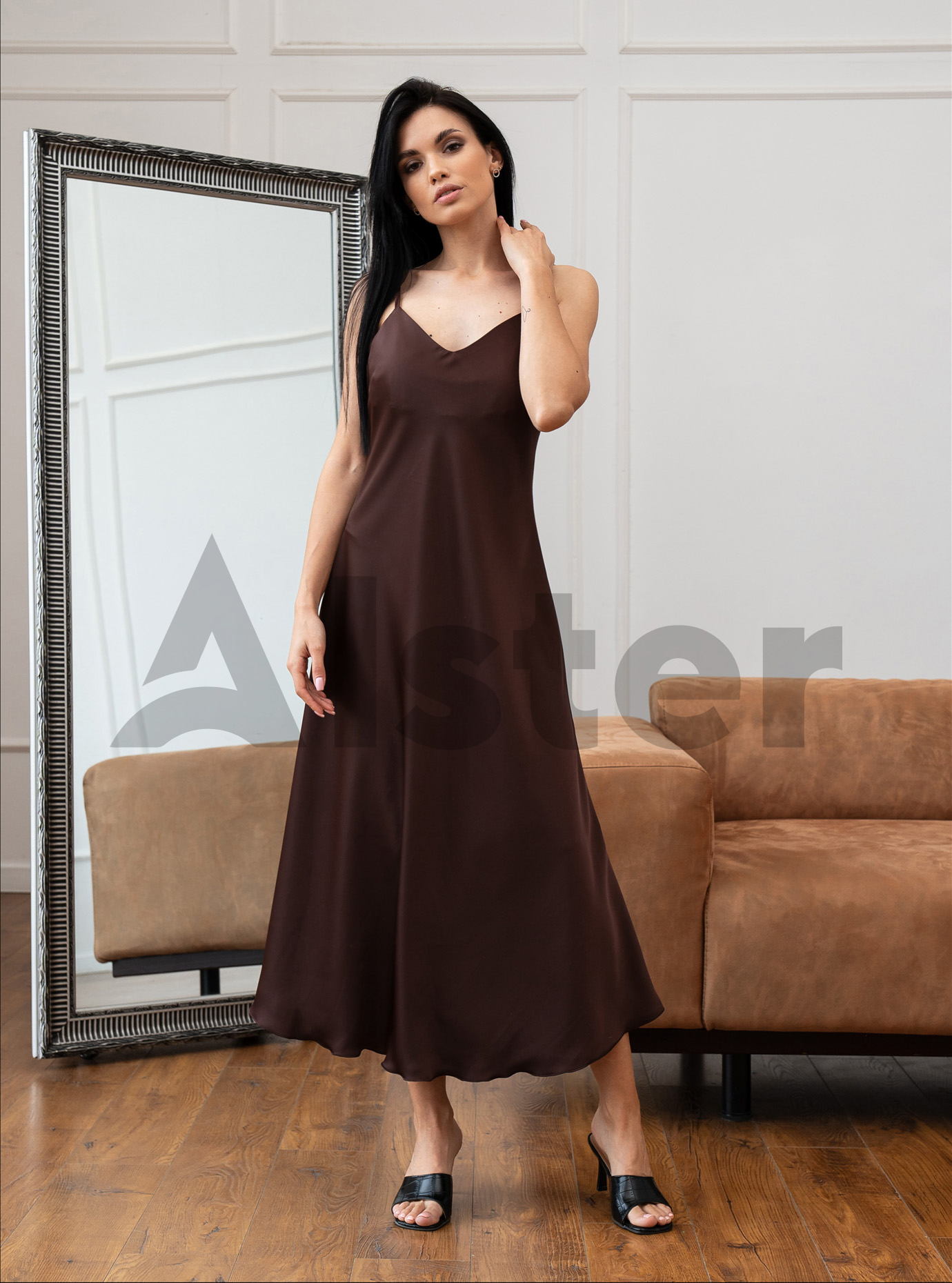 Длинное элегантное платье Nolvit P-341 Шоколадный M (P341-11): фото - Alster.ua