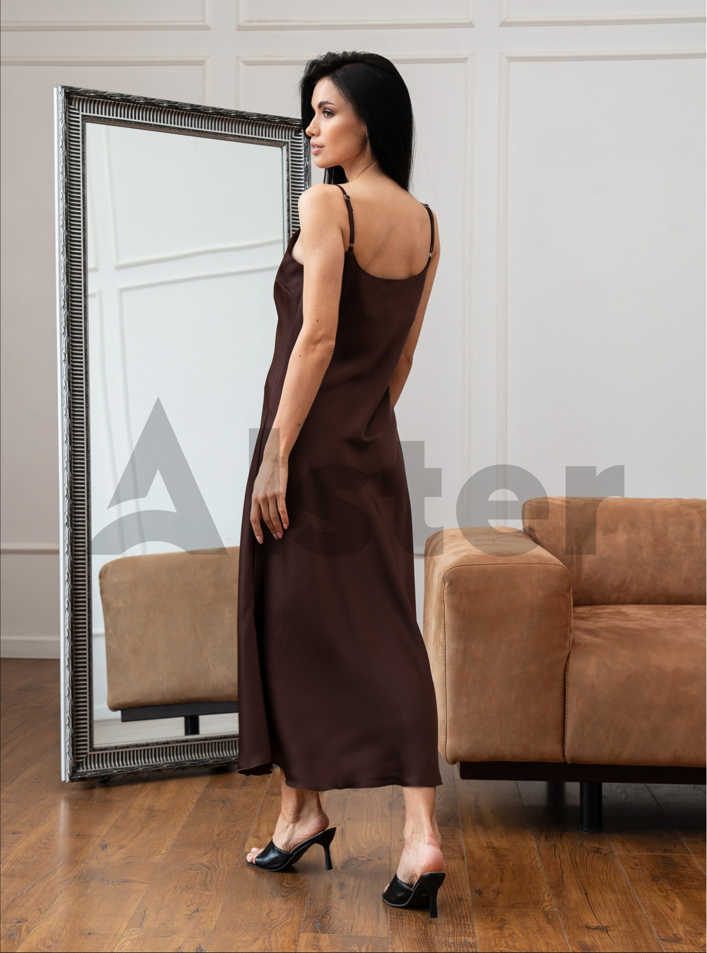 Длинное элегантное платье Nolvit P-341 Шоколадный M (P341-11): фото - Alster.ua