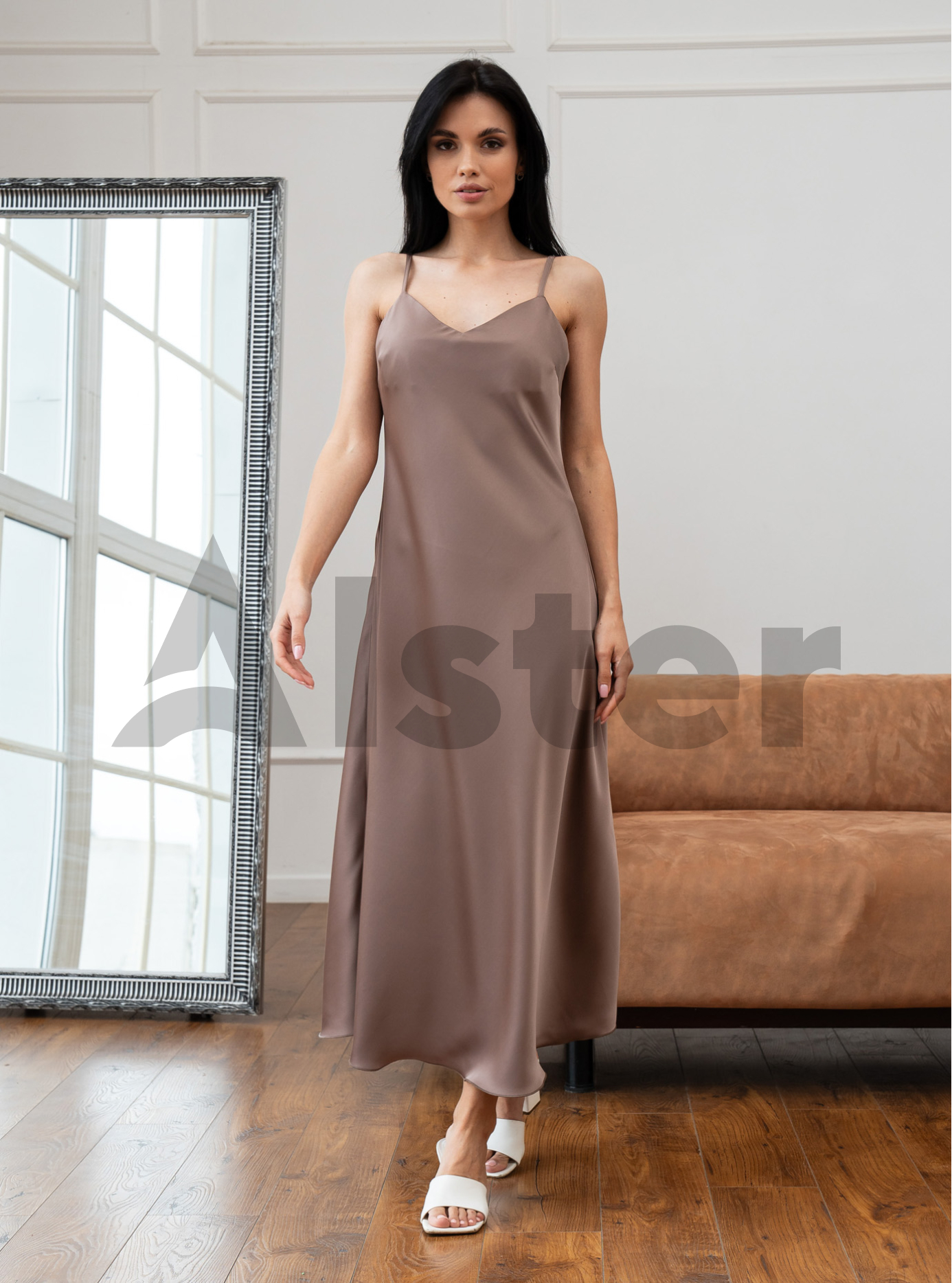 Длинное элегантное платье Nolvit P-341 Кофейный L (P341-09): фото - Alster.ua