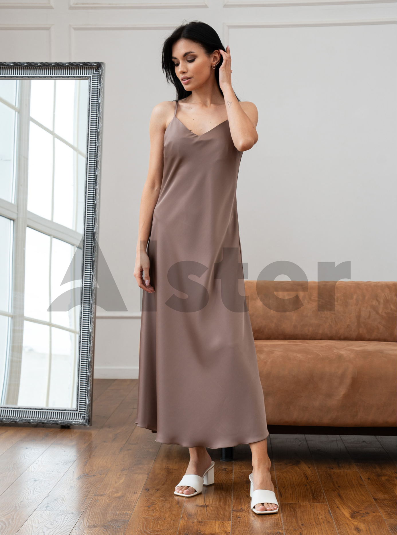 Длинное элегантное платье Nolvit P-341 Кофейный L (P341-09): фото - Alster.ua