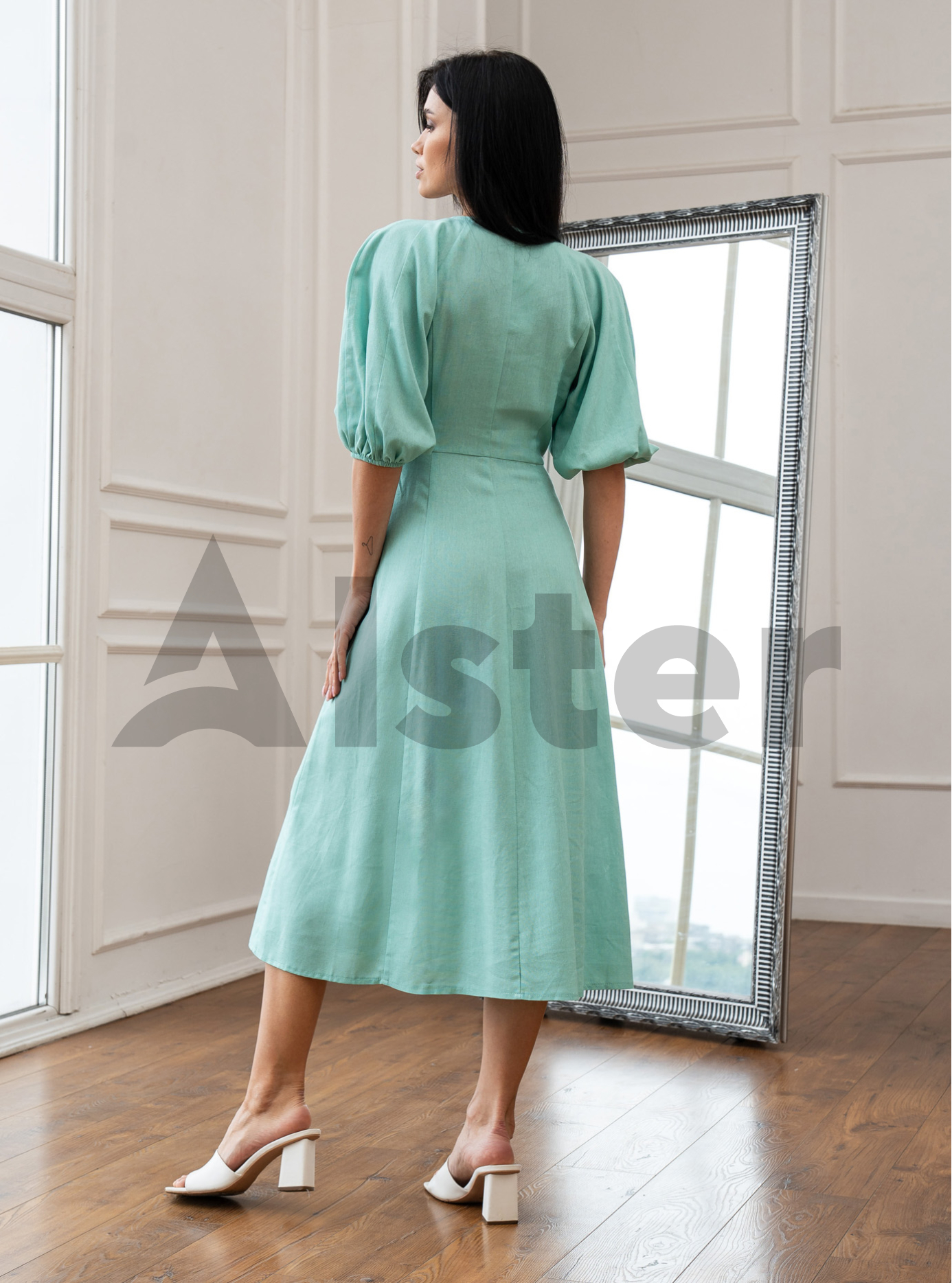 Длинное платье 1007 с объемным рукавом Мята 44 (A1007-01): фото - Alster.ua