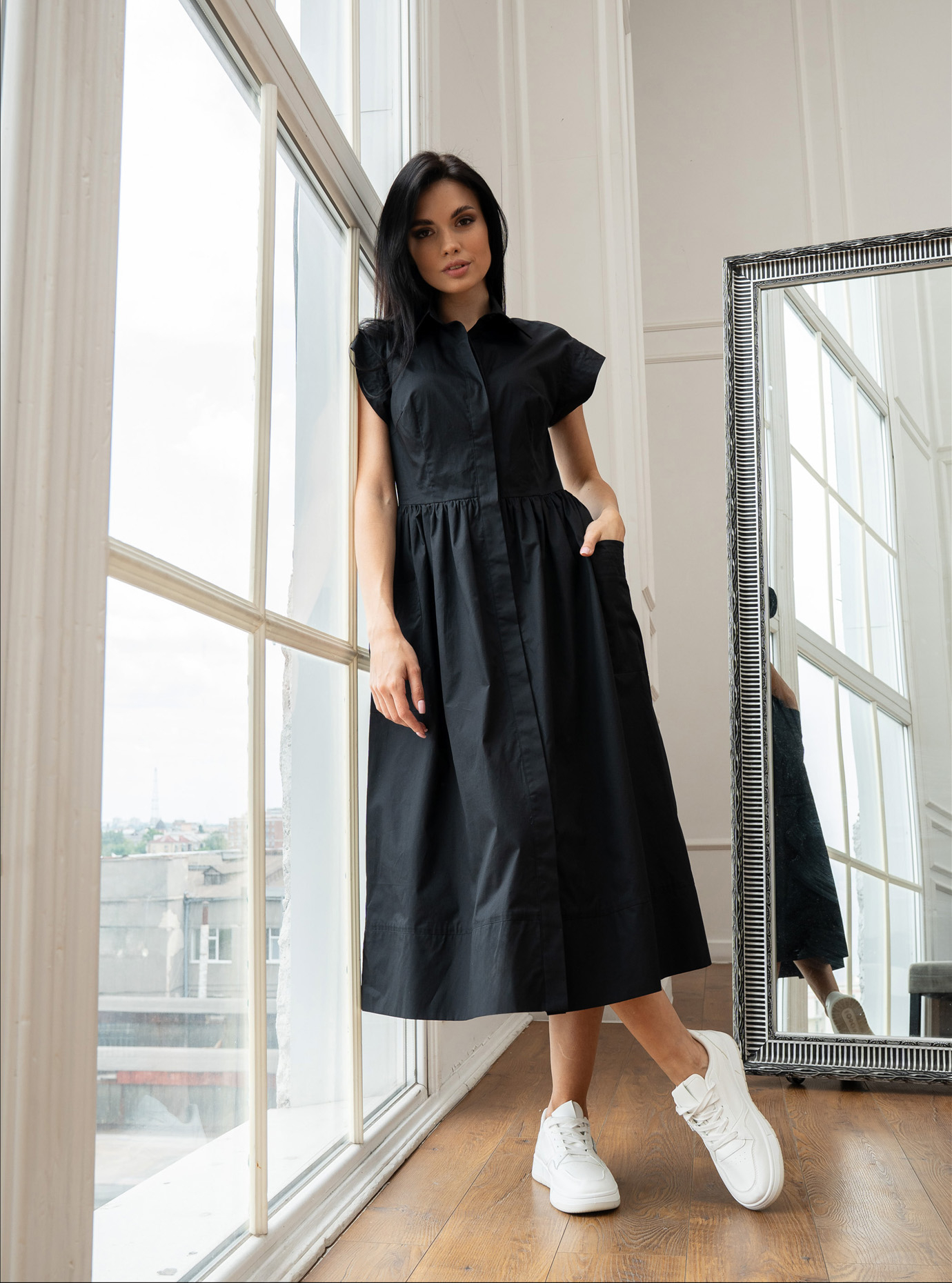 Платье с коротким рукавом Samange P-054 Чёрный XL (P054-04): фото - Alster.ua