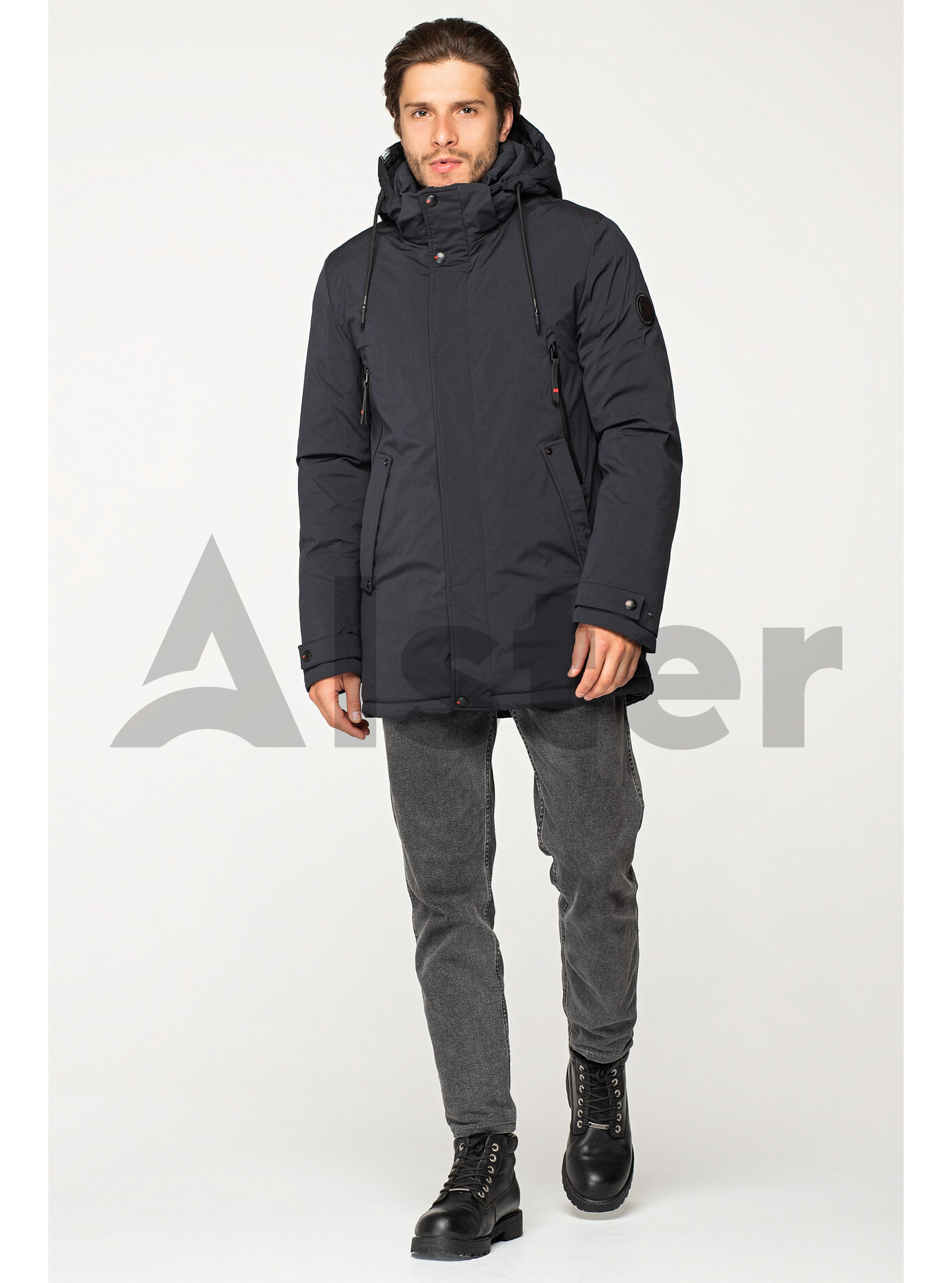 Мужская зимняя куртка с капюшоном Серый 48 (02-MM1926): фото - Alster.ua