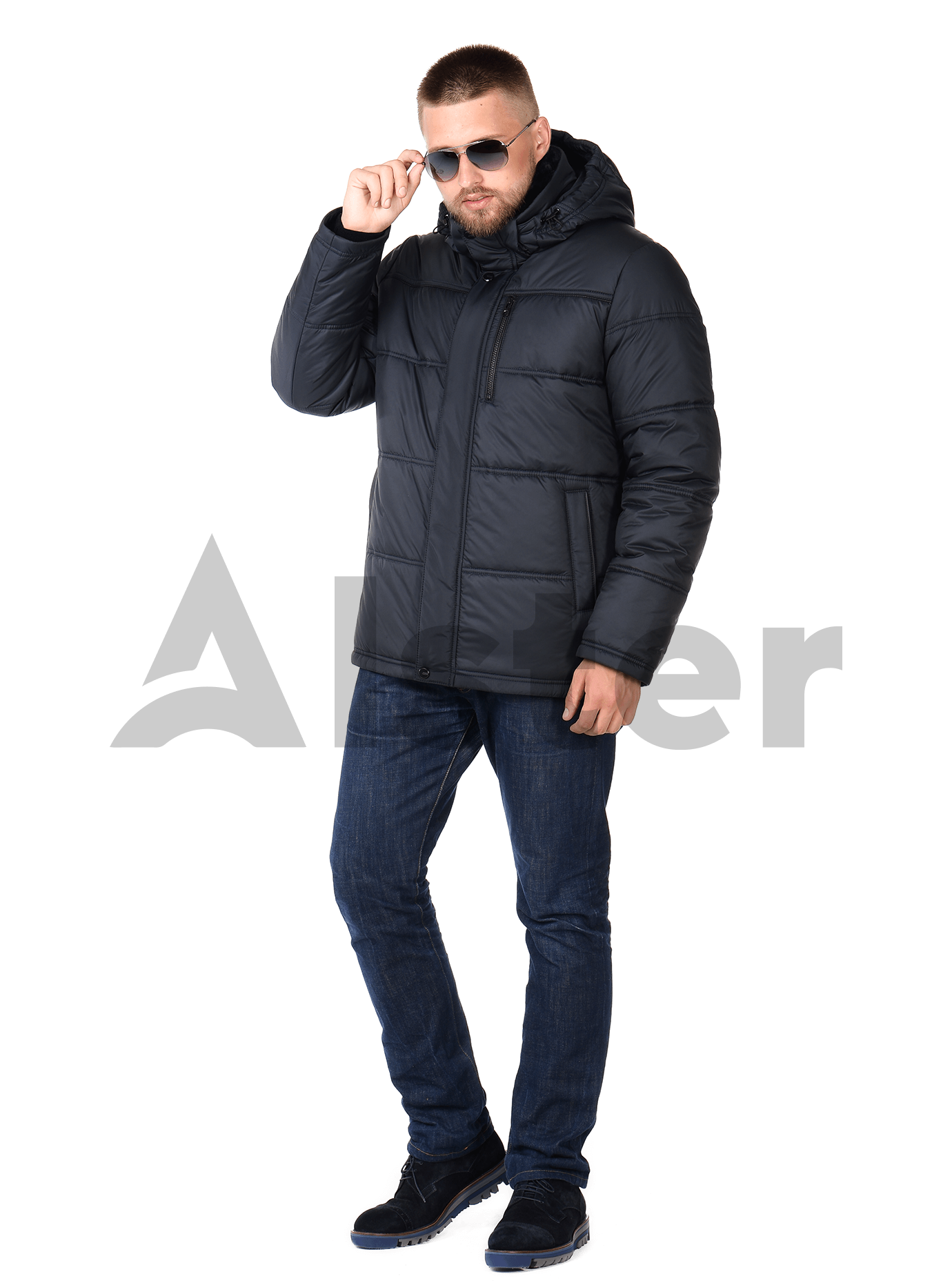 Куртка мужская зимняя спортивная с капюшоном Тёмно-синий 50 (02-MT19307): фото - Alster.ua